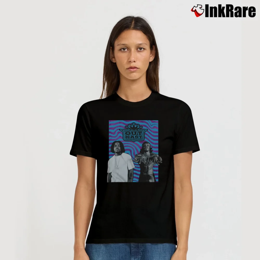 Women’s Outkast Wavy Photo Logo Music Signature T-Shirt in black | Soft, Flattering Fit