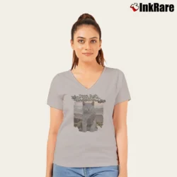 Women’s Outlander Adso The Cat Sassenach V-Neck Tee in sport grey | Chic Neckline, Soft Texture