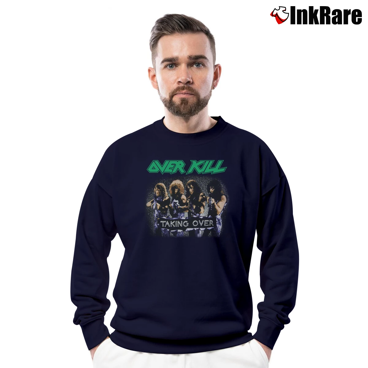Overkill Taking Over Men’s Crewneck Sweatshirt in navy – Soft & Durable Men’s Overkill Taking Over Crewneck Sweatshirt in navy | Cozy Fabric, Clean Style