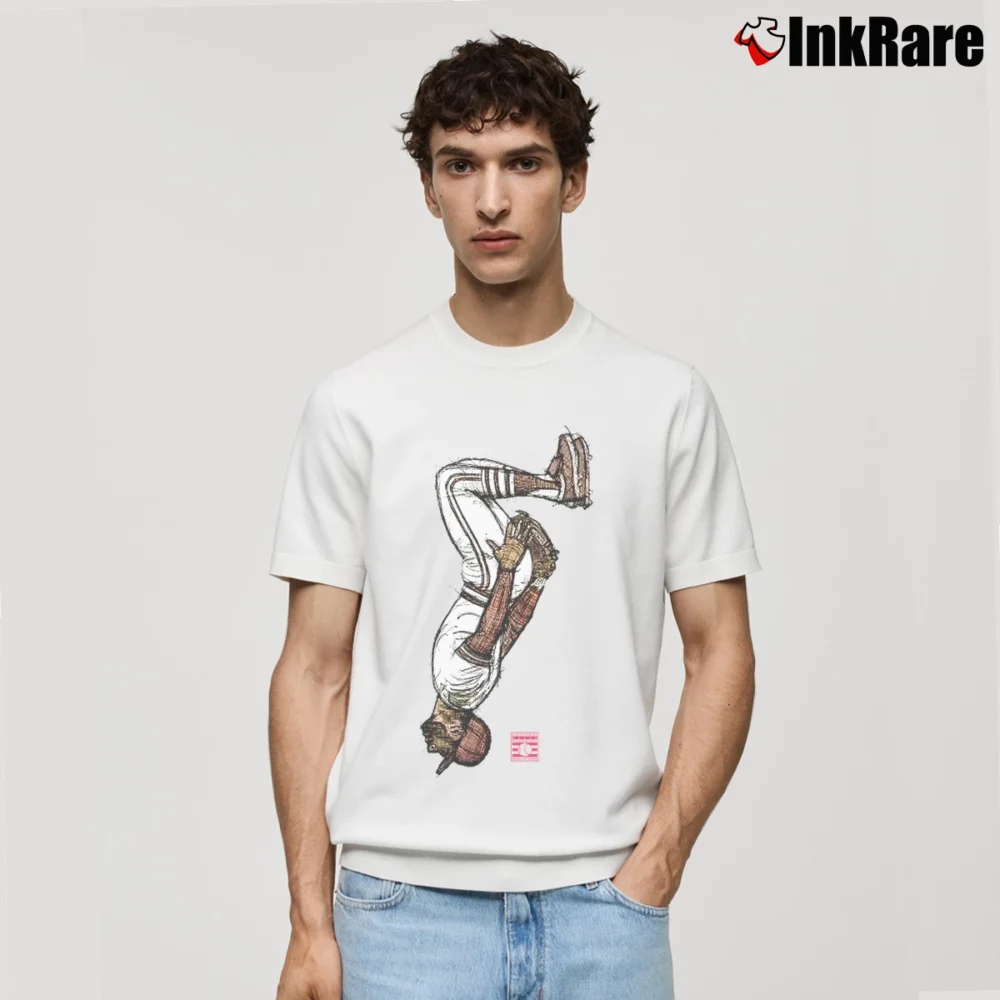 Men’s Ozzie Smith St. Louis Baseball Sketch Backflip Classic T-Shirt in white | Soft, Breathable Everyday Wear