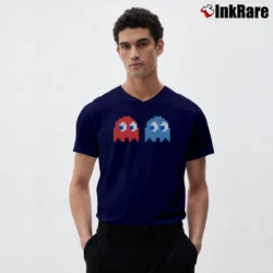 Men’s Pac - man Namco V-Neck Tee in navy | Sharp, Breathable, Everyday Staple