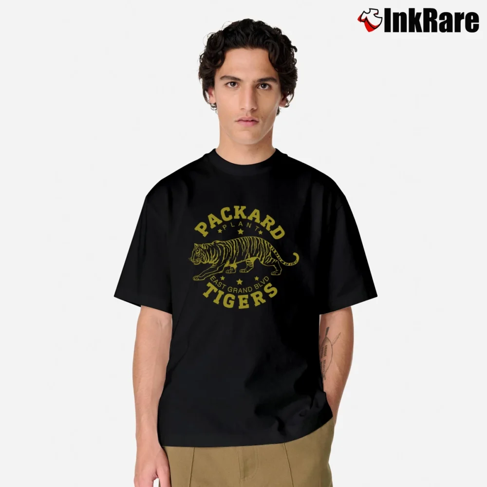 Men’s Packard Plant Tigers Yellow Classic T-Shirt in black | Soft, Breathable Everyday Wear