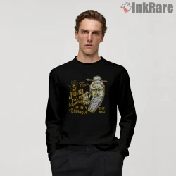 Pai Mei Five Point Palm Technique Vintage Illustration Shirt on black long sleeve shirt for men graphic tee