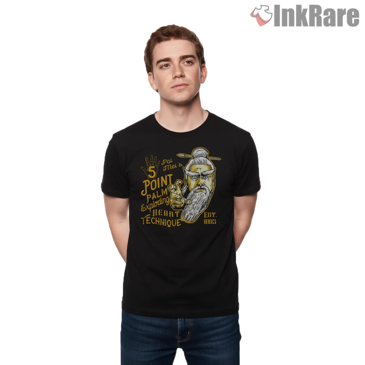 Pai Mei Five Point Palm Technique Vintage Illustration Short Sleeve Black Pai Mei Five Point Palm Technique Vintage Illustration Shirt on black short sleeve shirt for men graphic tee