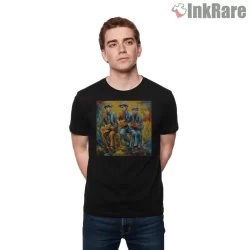 Painterly Beastie Boys Live Jam Shirt on black short sleeve shirt for men graphic tee
