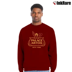 Men’s Palace Stella Artois Chalice Graphic Crewneck Sweatshirt in maroon | Cozy Fabric, Clean Style