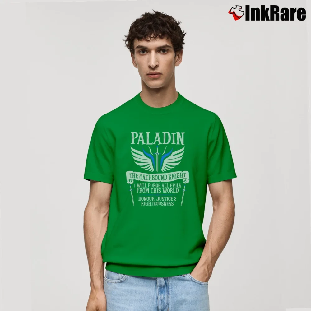 Men’s Paladin Oathbound Knight Dungeons And Dragons RPG Classic T-Shirt in irish green | Soft, Breathable Everyday Wear