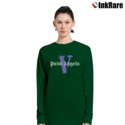 Women’s Palm Angels Vlone Flames Miami Long-Sleeve Top in forest green | Sleek, Versatile, All-Season
