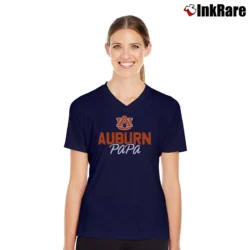 Women’s Papa Auburn Tigers Fan V-Neck Tee in navy | Chic Neckline, Soft Texture