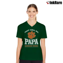 Women’s Papa Clemson Tigers Fan Graphic V-Neck Tee in forest green | Chic Neckline, Soft Texture