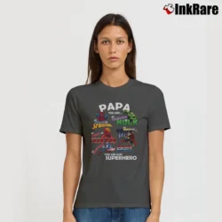 Women’s Papa Superhero Marvel Avengers Fan Signature T-Shirt in charcoal | Soft, Flattering Fit