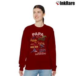 Women’s Papa You Are Our Superhero Marvel Avengers Relaxed Sweatshirt in maroon | Soft, Laid-Back Vibe
