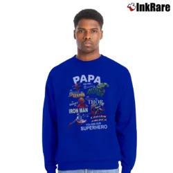 Men’s Papa You Are Our Superhero Marvel Avengers Crewneck Sweatshirt in royal blue | Cozy Fabric, Clean Style