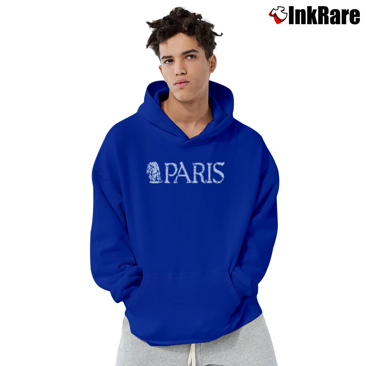Men’s Paris France Gargoyle Ladies Pullover Hoodie in royal blue | Cozy, Durable, Modern Fit