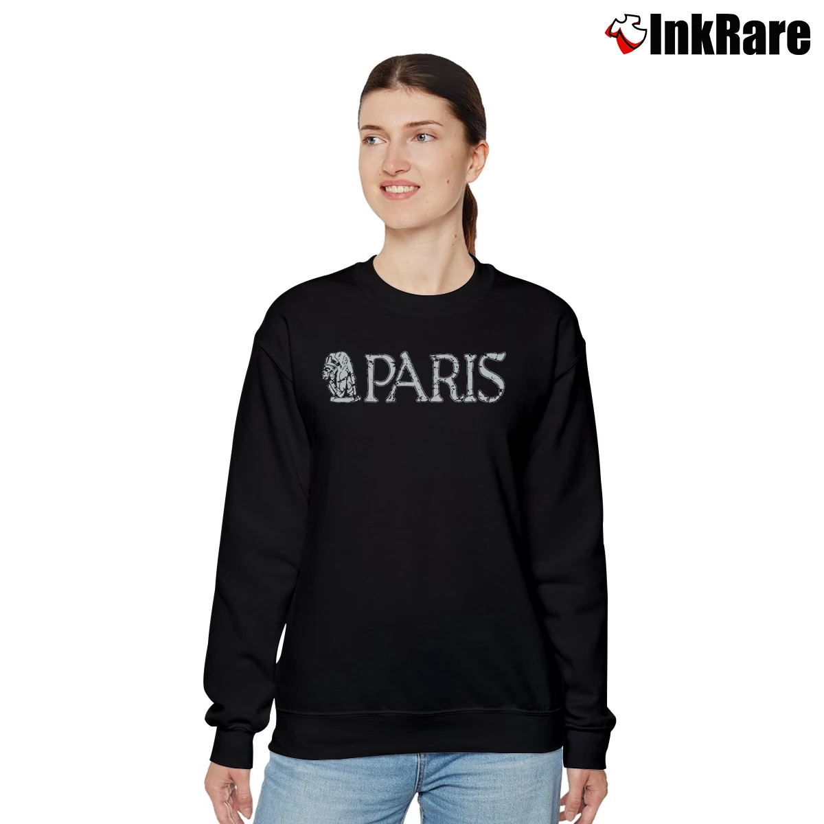 Women’s Paris France Gargoyle Ladies Relaxed Sweatshirt in black | Soft, Laid-Back Vibe