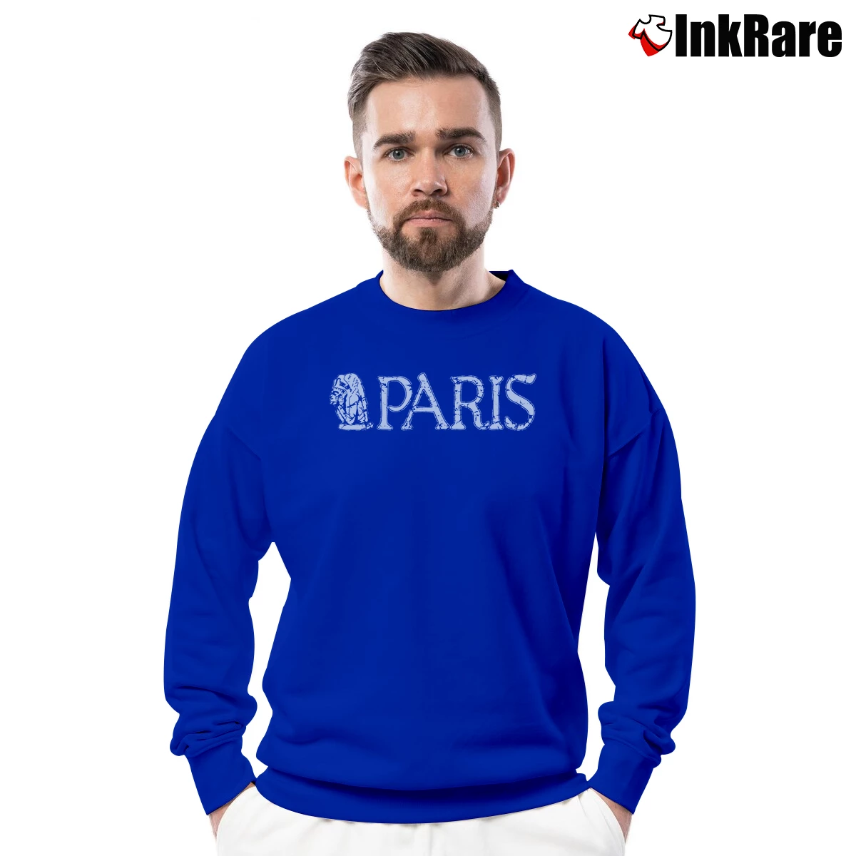 Men’s Paris France Gargoyle Ladies Crewneck Sweatshirt in royal blue | Cozy Fabric, Clean Style
