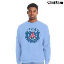 Men’s Paris Saint Germain Logo Crewneck Sweatshirt in light blue | Cozy Fabric, Clean Style