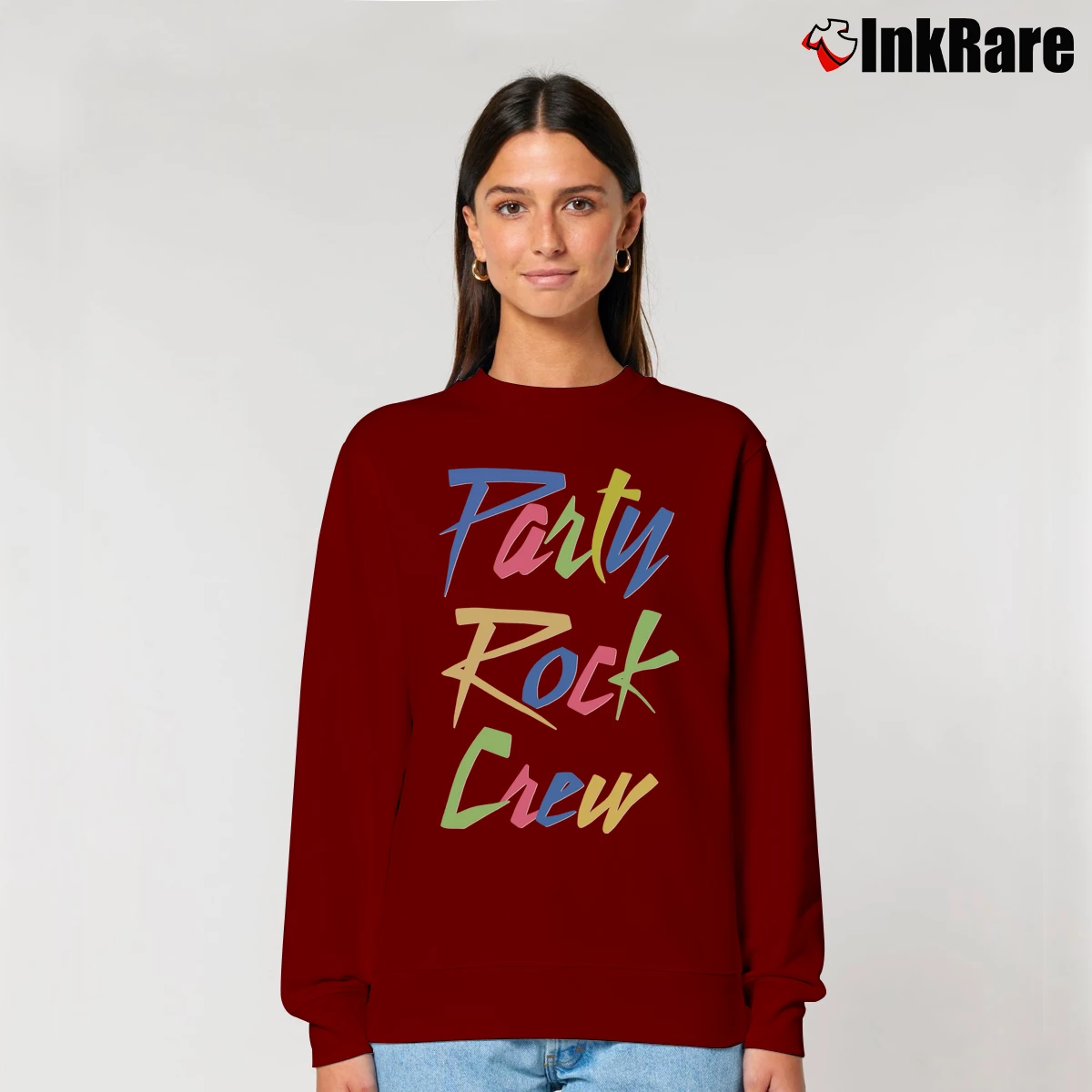 Women’s Party Rock Crew Relaxed Sweatshirt in maroon | Soft, Laid-Back Vibe