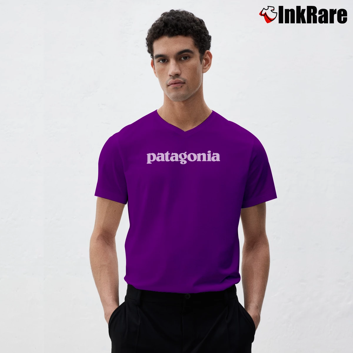 Men’s Patagonia V-Neck Tee in purple | Sharp, Breathable, Everyday Staple