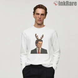Patrick Bateman Christmas Antlers Shirt on white long sleeve shirt for men graphic tee