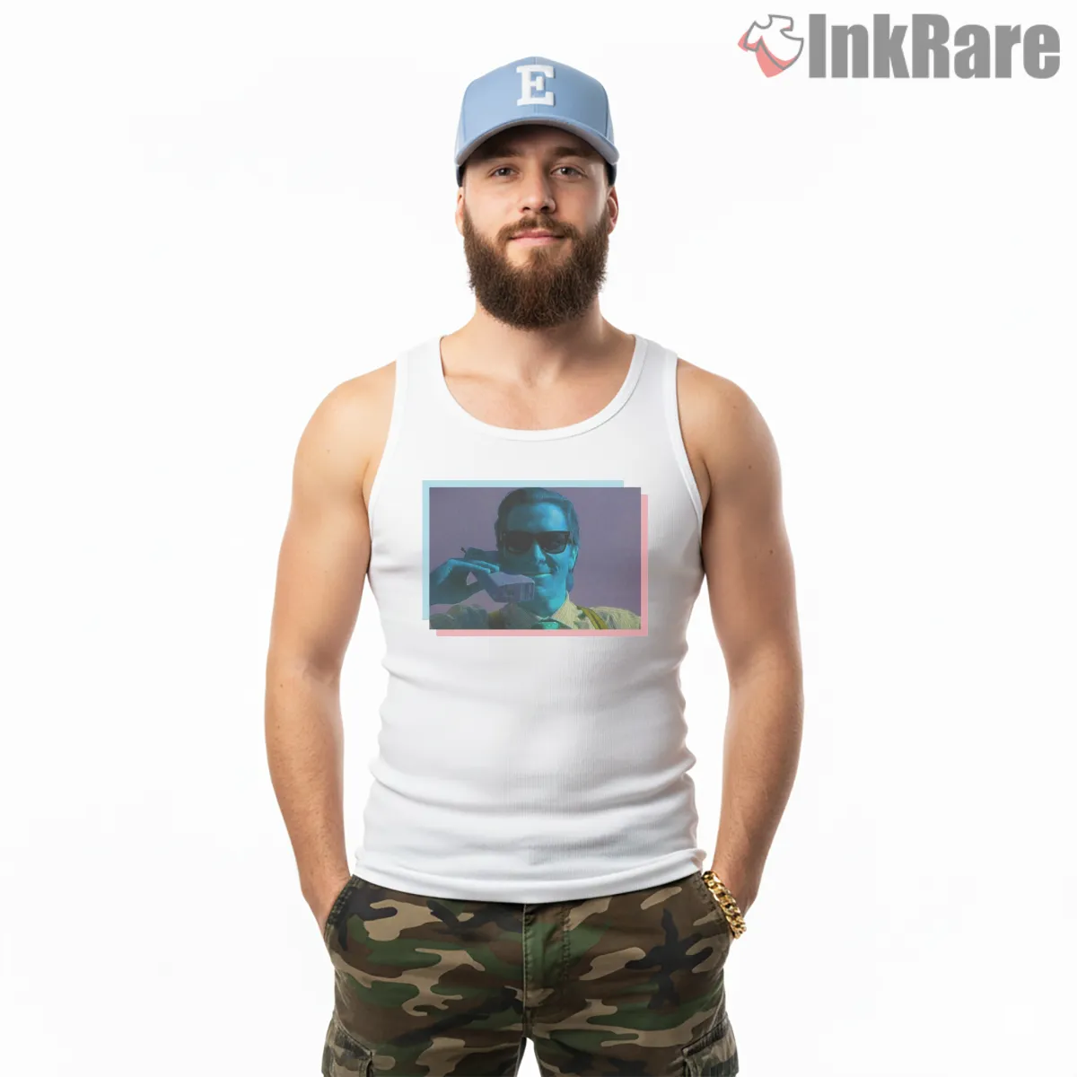 Patrick Bateman Neon Psychosis Aesthetic Tank Top White Patrick Bateman Neon Psychosis Aesthetic Shirt on white tank top for men graphic tee