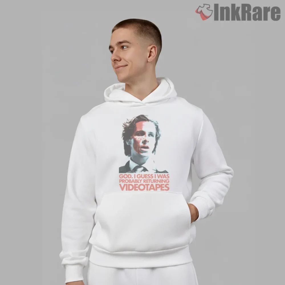 Patrick Bateman Returning Videotapes Quote Shirt on white hoodie for men graphic tee