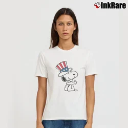 Women’s Patriotic American Snoopy 4th Of July T-Shirt in white | Soft, Flattering Fit