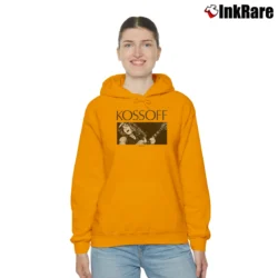Women’s Paul Kossoff Black Cat Bones Guitar Cozy Hoodie in orange | Warm, Structured, Stylish