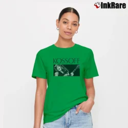 Women’s Paul Kossoff Black Cat Bones Guitar Signature T-Shirt in irish green | Soft, Flattering Fit