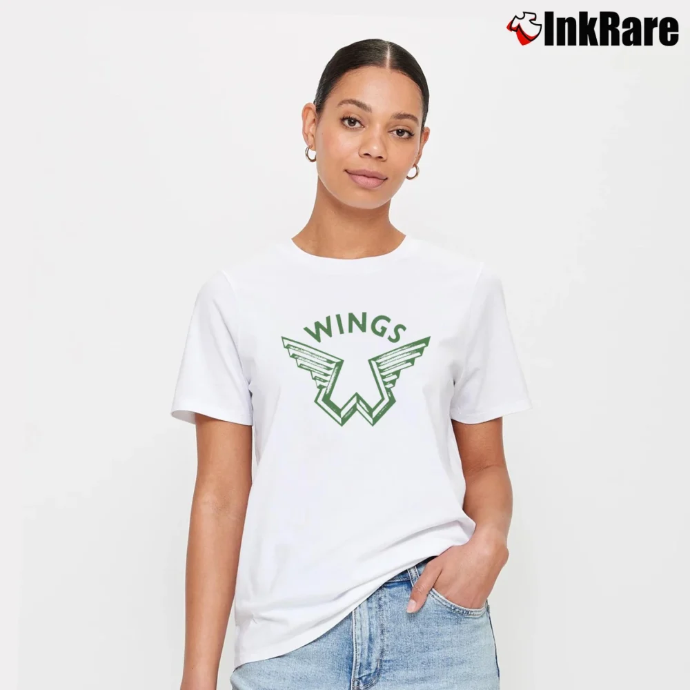 Women’s Paul Mccartney Wings Logo Band Signature T-Shirt in white | Soft, Flattering Fit