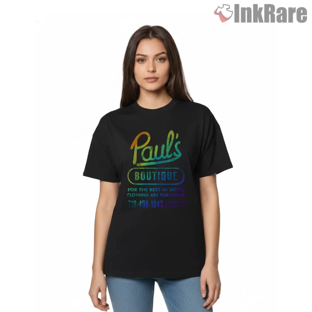 Pauls Boutique Neon Polygon Sign Tribute Shirt on black short sleeve shirt for women graphic tee