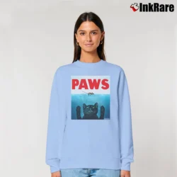 Women’s Paws Cat Jaws Cat Classic Relaxed Sweatshirt in light blue | Soft, Laid-Back Vibe
