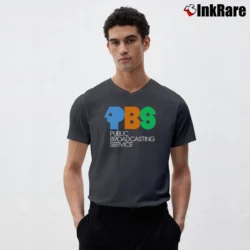 Men’s PBS Retro Logo V-Neck Tee in charcoal | Sharp, Breathable, Everyday Staple