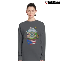 Women’s Peace And Love Puerto Rico Snoopy Long-Sleeve Top in charcoal | Sleek, Versatile, All-Season