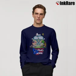 Men’s Peace And Love Puerto Rico Snoopy Long-Sleeve Shirt in navy | Sleek, Lightweight, Year-Round Wear