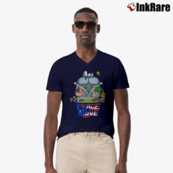 Men’s Peace And Love Puerto Rico Snoopy V-Neck Tee in navy | Sharp, Breathable, Everyday Staple