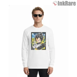Peace Sign Vegeta Street Art Shirt on white long sleeve shirt for men graphic tee