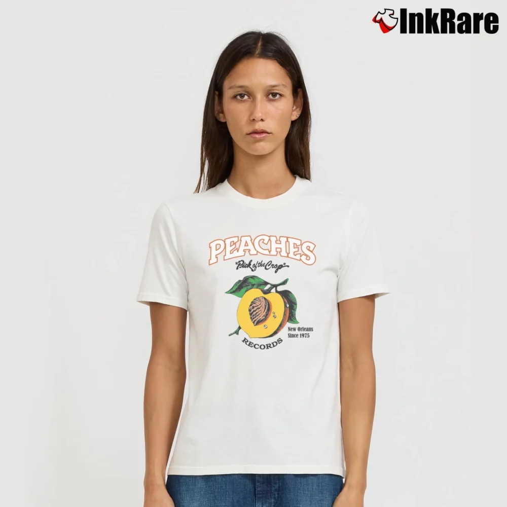 Women’s Peaches Record Logo Signature T-Shirt in white | Soft, Flattering Fit