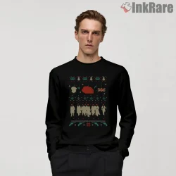 Peaky Blinders Christmas Pattern Character Lineup Shirt on black long sleeve shirt for men graphic tee