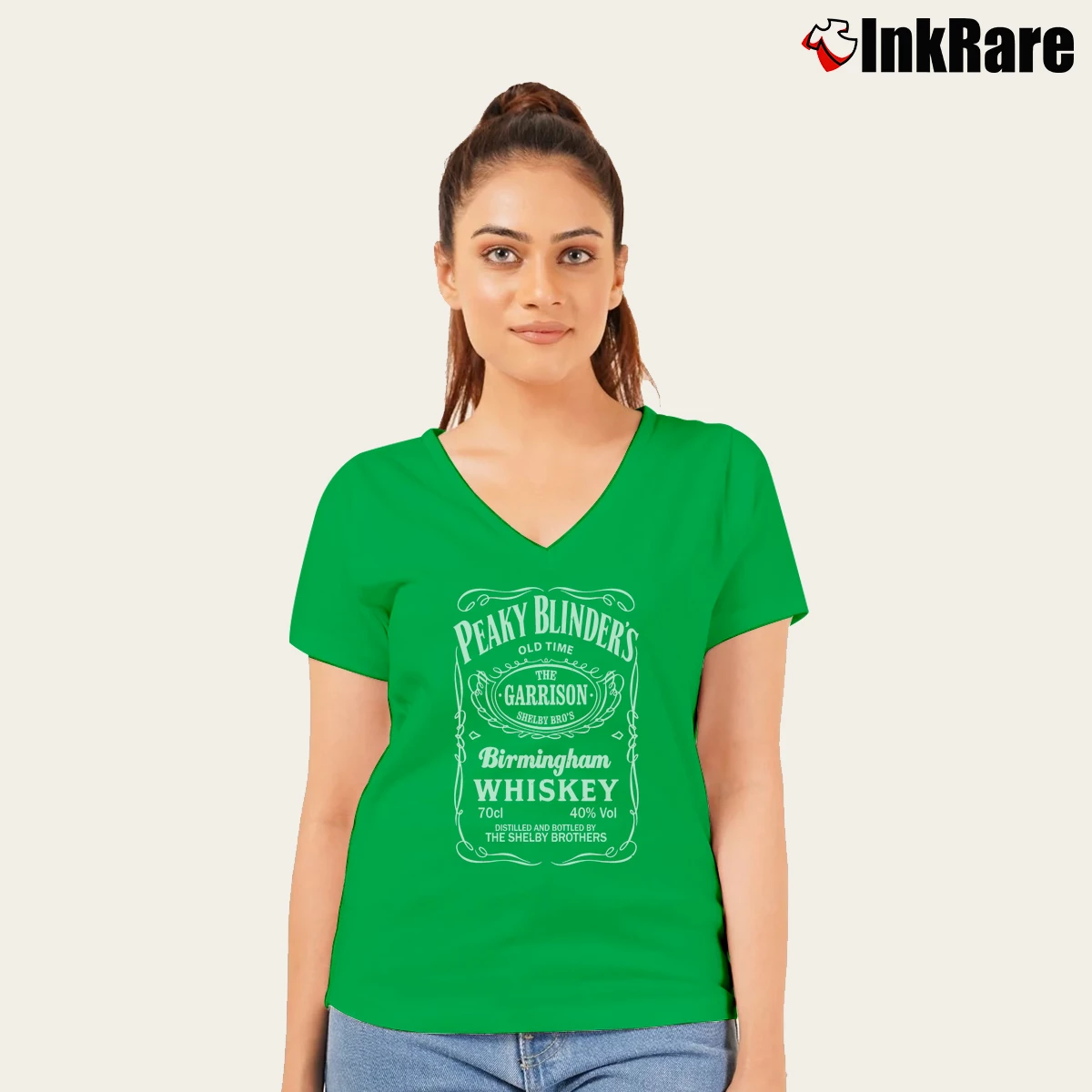 Peaky Blinders Garrison Women’s V-Neck Tee in irish green – Flattering Fit Women’s Peaky Blinders Garrison V-Neck Tee in irish green | Chic Neckline, Soft Texture