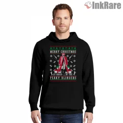 Peaky Blinders Merry Christmas Vintage Holiday Shirt on black hoodie for men graphic tee