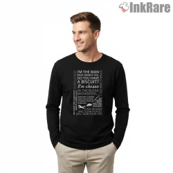 Peaky Blinders Quote Collage Typography Shirt on black long sleeve shirt for men graphic tee