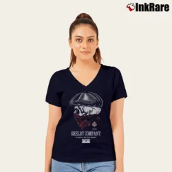 Women’s Peaky Blinders Shelby Company V-Neck Tee in navy | Chic Neckline, Soft Texture