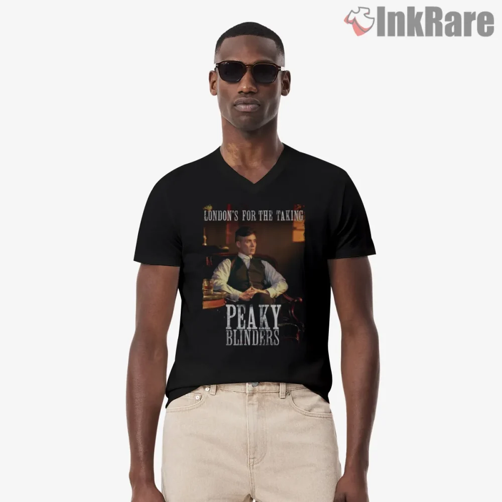 Peaky Blinders The Immortal Man Cinematic Poster Shirt on black v-neck shirt for men graphic tee