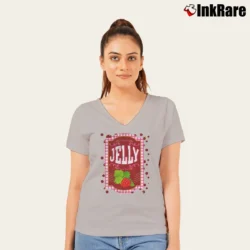 Women’s Peanut Butter Jelly Friends Matching Costume V-Neck Tee in sport grey | Chic Neckline, Soft Texture