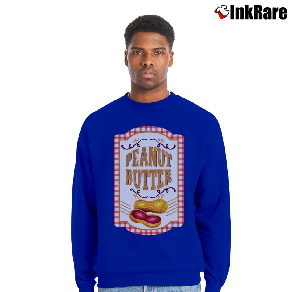 Men’s Peanut Butter Jelly Halloween Matching Costume Crewneck Sweatshirt in royal blue | Cozy Fabric, Clean Style