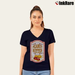 Women’s Peanut Butter Jelly Halloween Matching Costume V-Neck Tee in navy | Chic Neckline, Soft Texture