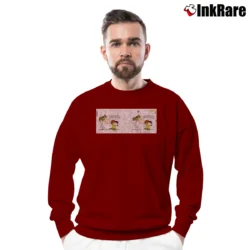 Men’s Peanuts Aaugh Snoopy Football Coffee Design Crewneck Sweatshirt in maroon | Cozy Fabric, Clean Style