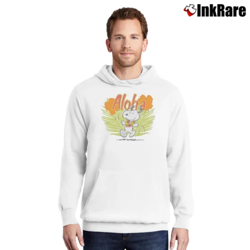 Peanuts Aloha Snoopy Men’s Pullover Hoodie in white – Ultimate Warmth Men’s Peanuts Aloha Snoopy Pullover Hoodie in white | Cozy, Durable, Modern Fit