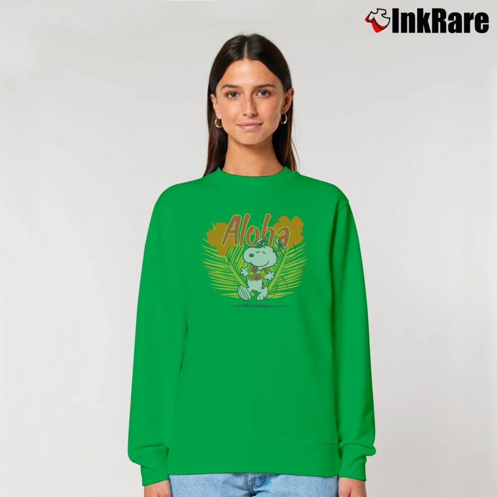 Women’s Peanuts Aloha Snoopy Relaxed Sweatshirt in irish green | Soft, Laid-Back Vibe